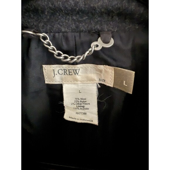 J Crew Wool Blend Trench Coat Jacket Women Size L Heather Gray Zip Front Pockets - Picture 5 of 12